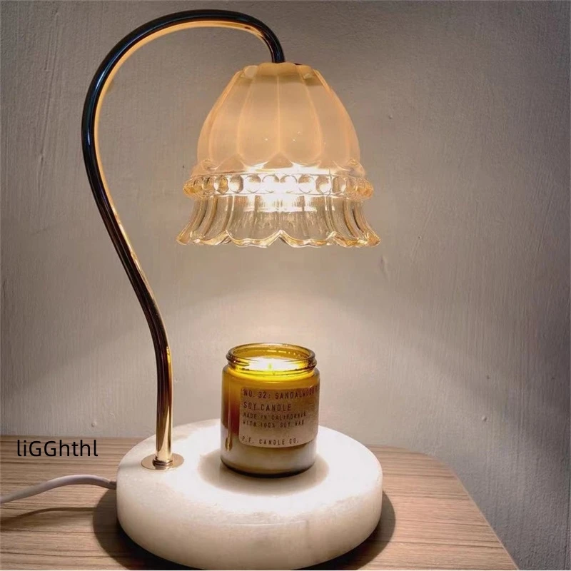 Contemporary Marble Scented Candle LED Table Lamp Suitable For Family Hotel Bedroom Decoration