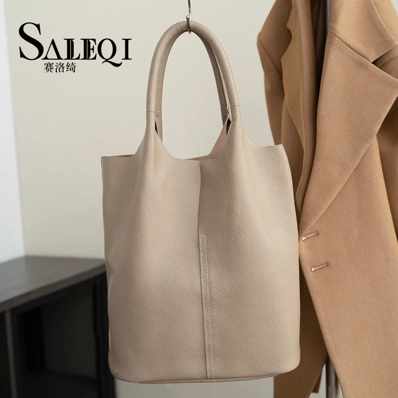 

Сумка-тоут из натуральной кожи, роскошная дизайнерская женская сумка из мягкой воловьей кожи, большая вместительная женская большая сумка-ведро