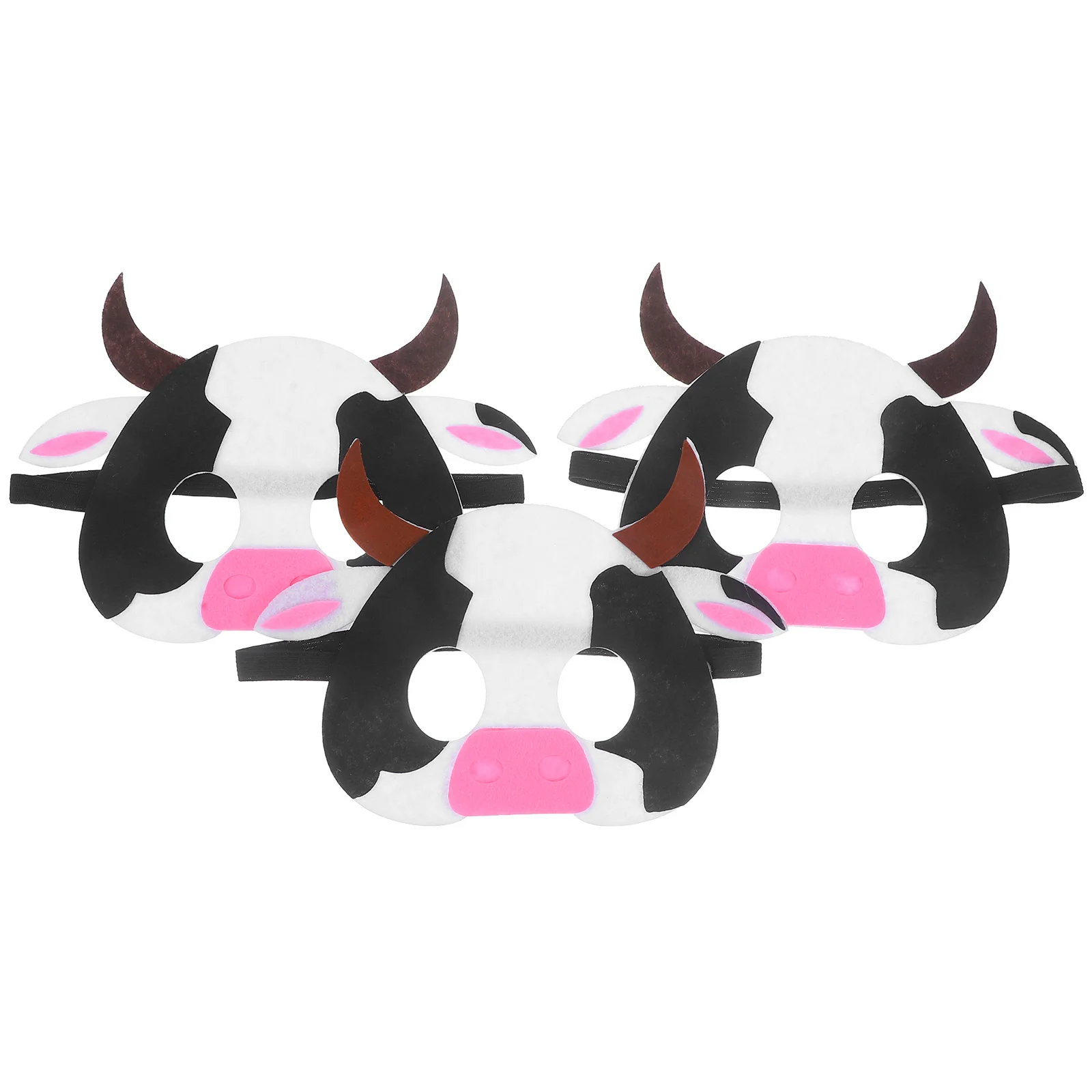 

3 Pcs Cow Mask Non Woven Fabric Kids Party Supplies Animal Theme Decorations Halloween Accessories Cartoon Shape Festive Party