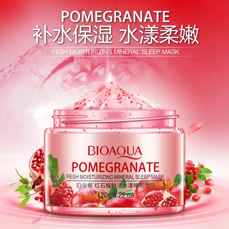 BIOAQUA Sleeping Mask No Wash Red Pomegranate Kiwi Fruit Snail Face Mask Skin Care Moisturizing Soothing Repair Night Cream 120g