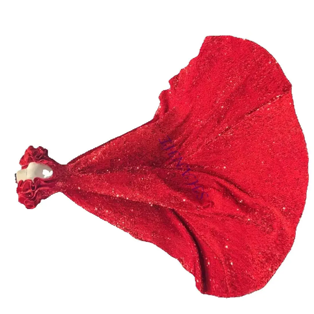 

Shining Red Flower Girl Dresses for Wedding Sequins Ruffles Puffy Girl Kids Birthday Party First Holy Communion Gowns Customized