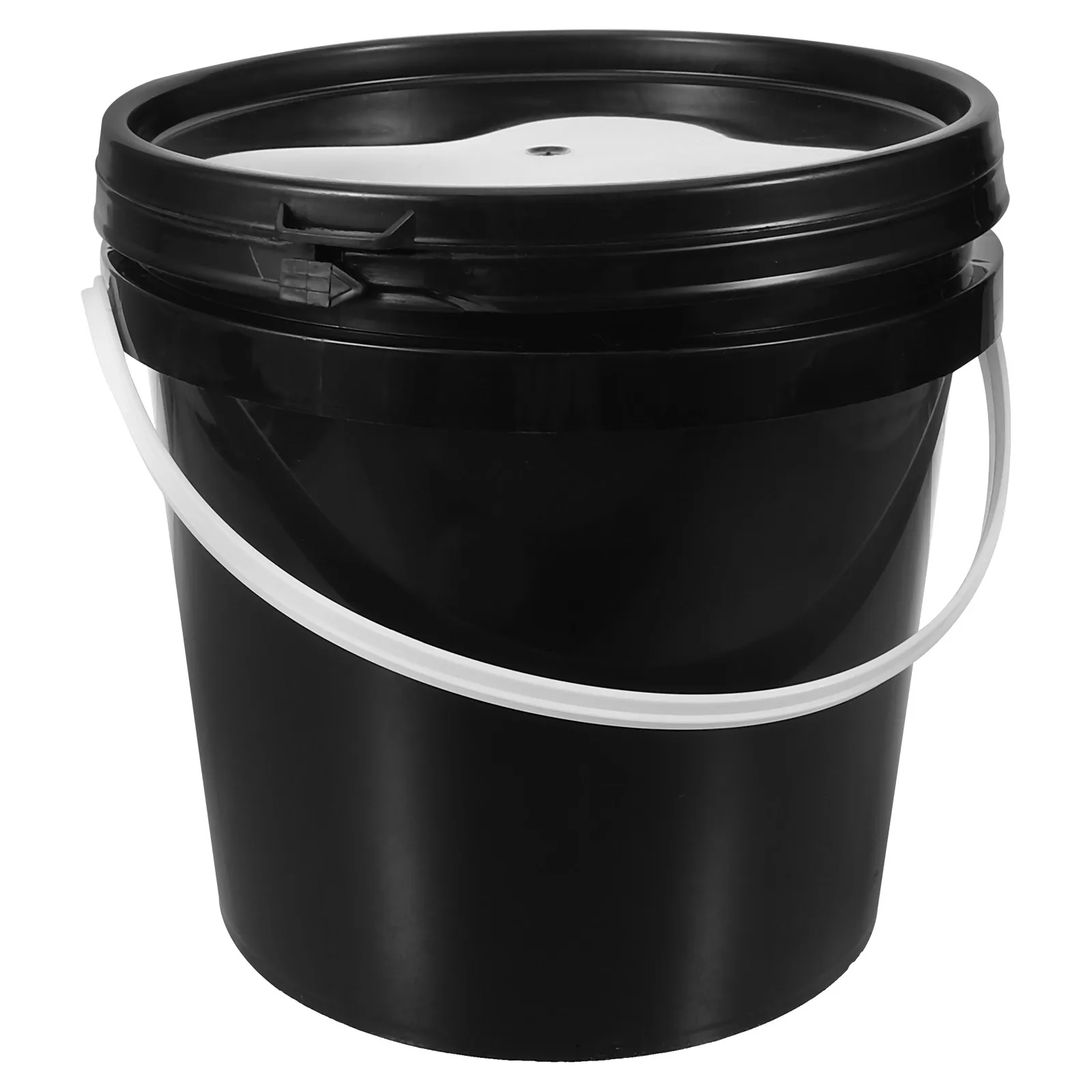 

Durable 2L Black Lightproof Bucket with Lid Handle Lightweight Plastic Paint Container for Storage Round