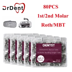 20sets/80pcs Orthodontics Dental 1st 2nd Molar Bondable Buccal Tubes Non-Convertible Mesh Base Single Tube Roth MBT 0.022