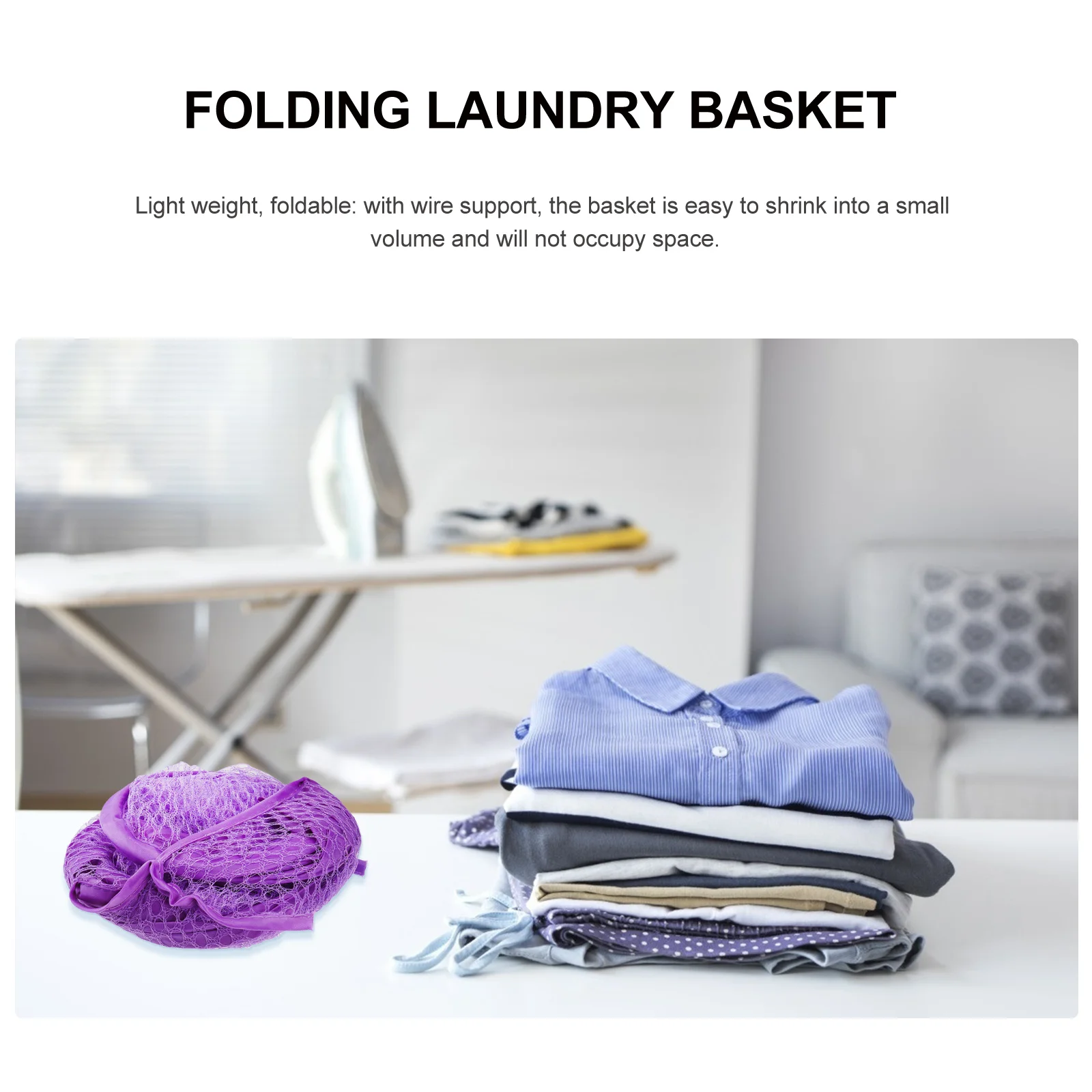 

Pop-Up Mesh Laundry Basket Purple with Side Pocket for Detergents Dorms Apartments Laundry Hamper