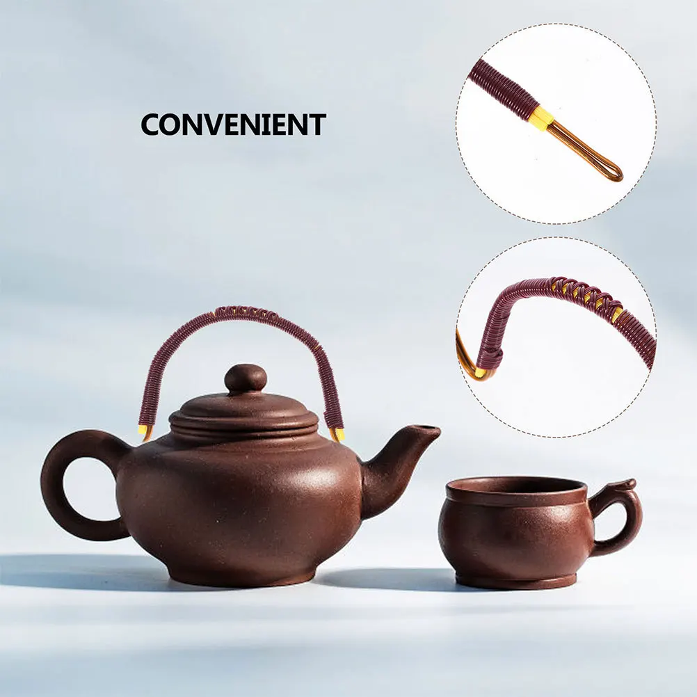 2 Buah Pegangan Teko Dekoratif untuk Pot Keramik Desain Anyaman Artistik Pegangan Pengganti untuk Teko Teh Cina Jepang Keramik