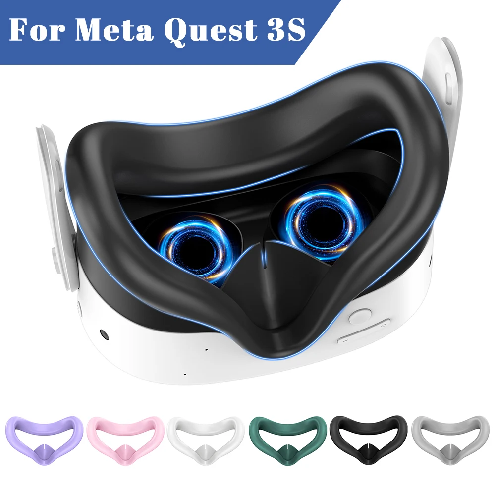 Silikonowa osłona twarzy VR Odporna na pot ochronna podkładka pod oczy z ochraniaczem na nos zapobiegającym wyciekom Poduszka na twarz Zamiennik dla Meta Quest 3S