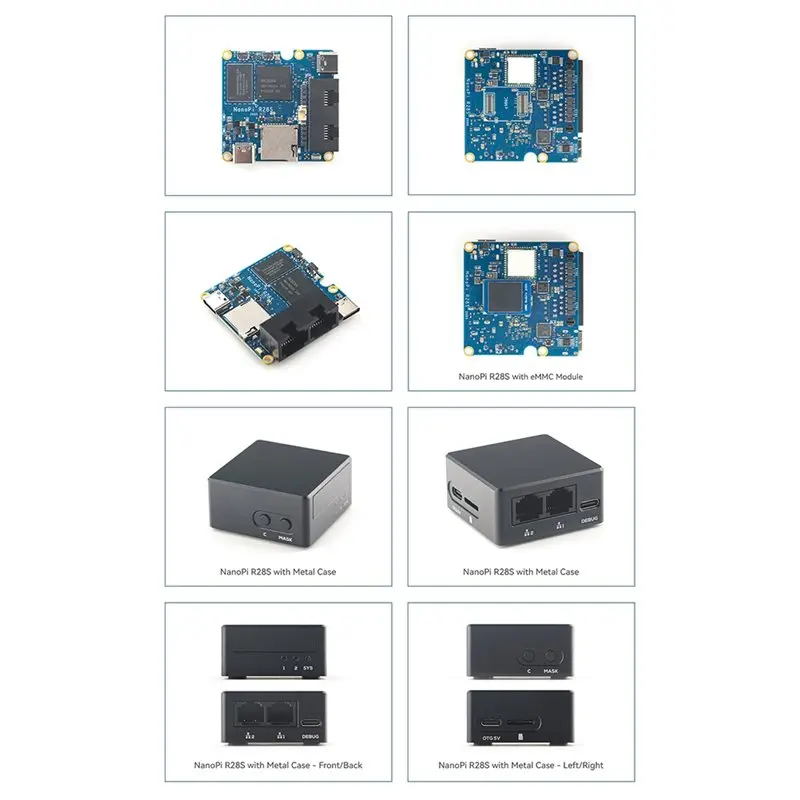 N75R-For Nanopi R28S Development Board With CNC Case 1GB RAM RK3528 Dual Gigabit Ethernet Ports Supports EMMC/Wifi/Bluetooth