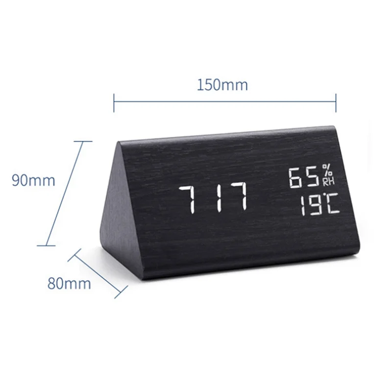 

Будильник A45I, цифровые деревянные, светодиодные настольные часы с дисплеем влажности и температуры, подключение USB-питания