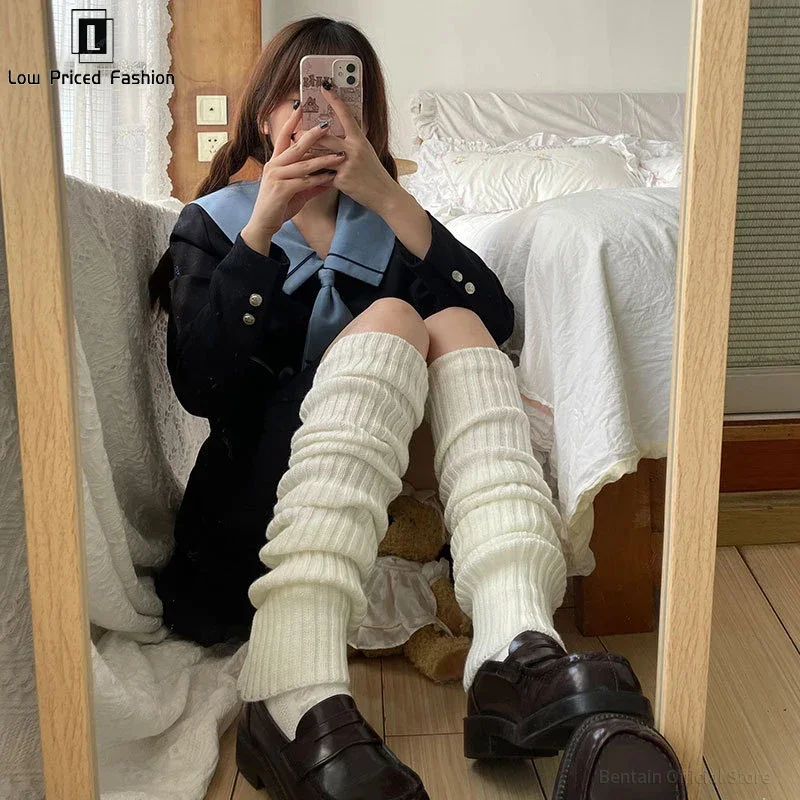 

40-70cm Lengthened Leg Warmers Women's Lolita Long Socks Jk College Style Knitted Warm Socks Autumn Winter Over Knee Boot Cuffs