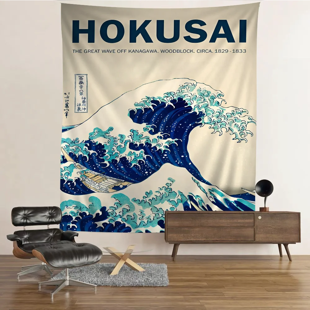 Katsushika Hokusai Great Wave Off Kanagawa Art Tapestry Art Printing Hippie Wall Hanging Bohemian Wall Tapestries Home Decor