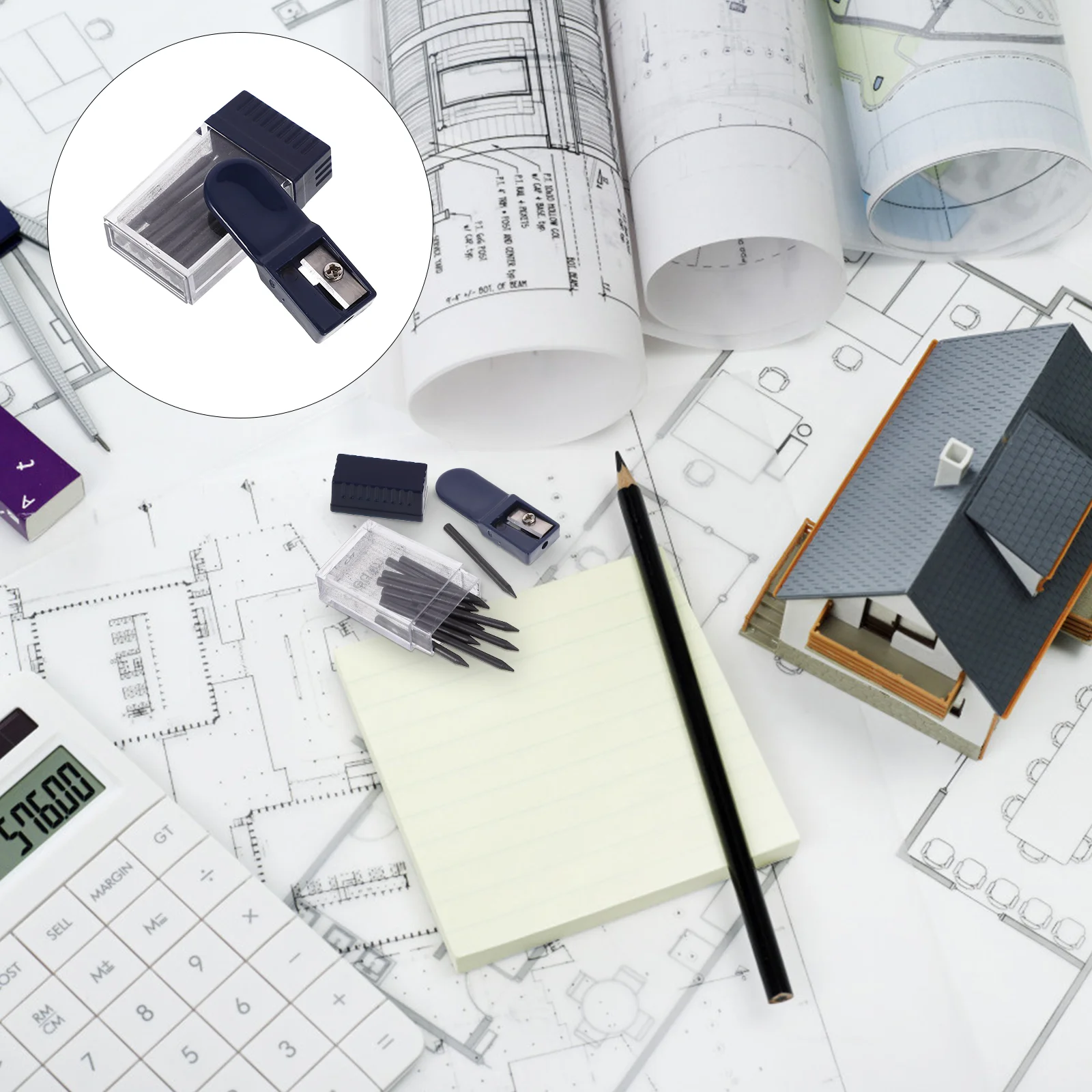 Compass Lead Refills Geometry Mine Mechanical Drawing Pencils 2mm Core Stationery with Sharpener Office