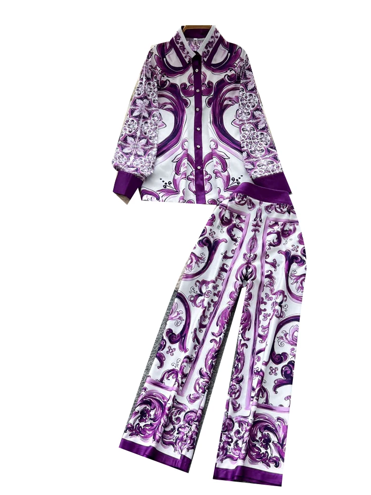 Moda solta manga longa cintura alta calças de perna reta csa fena vintage casual conjunto e impro conjunto