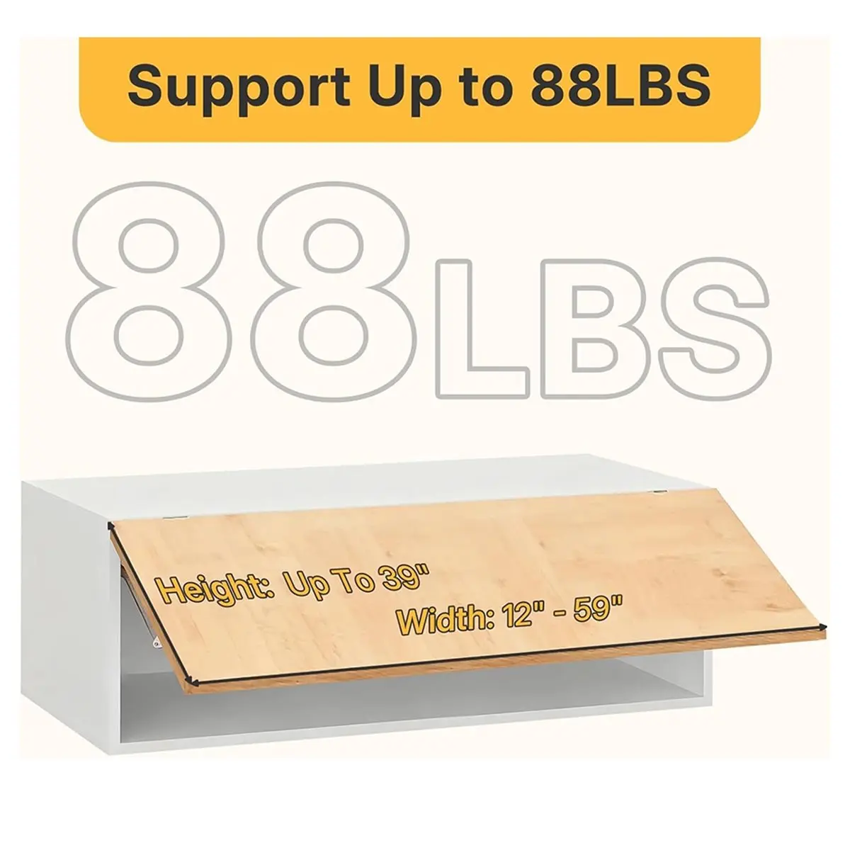 2 Pack Lid Support Hinges Lid Stay Hinge for Extra-Long Upper Cabinet & RV Cabinets, 30° - 90° Lid Stay