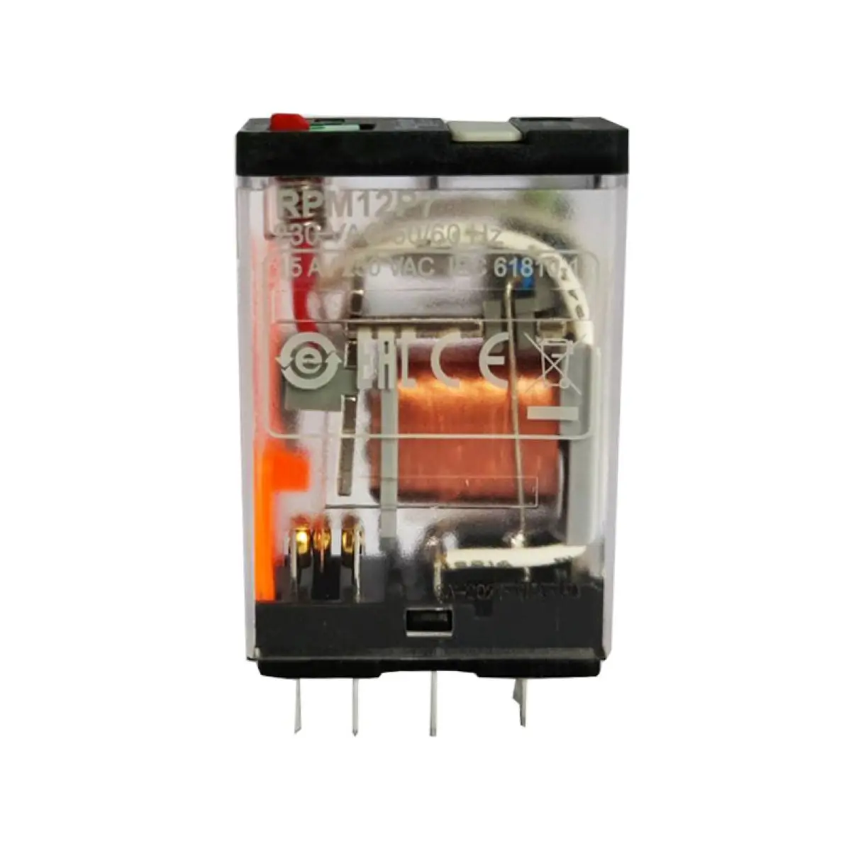 10 pcs RPM12P7 plug-in relay, Harmony electromechanical relays, 15A, 1CO, with LED, lockable test button, 230V AC