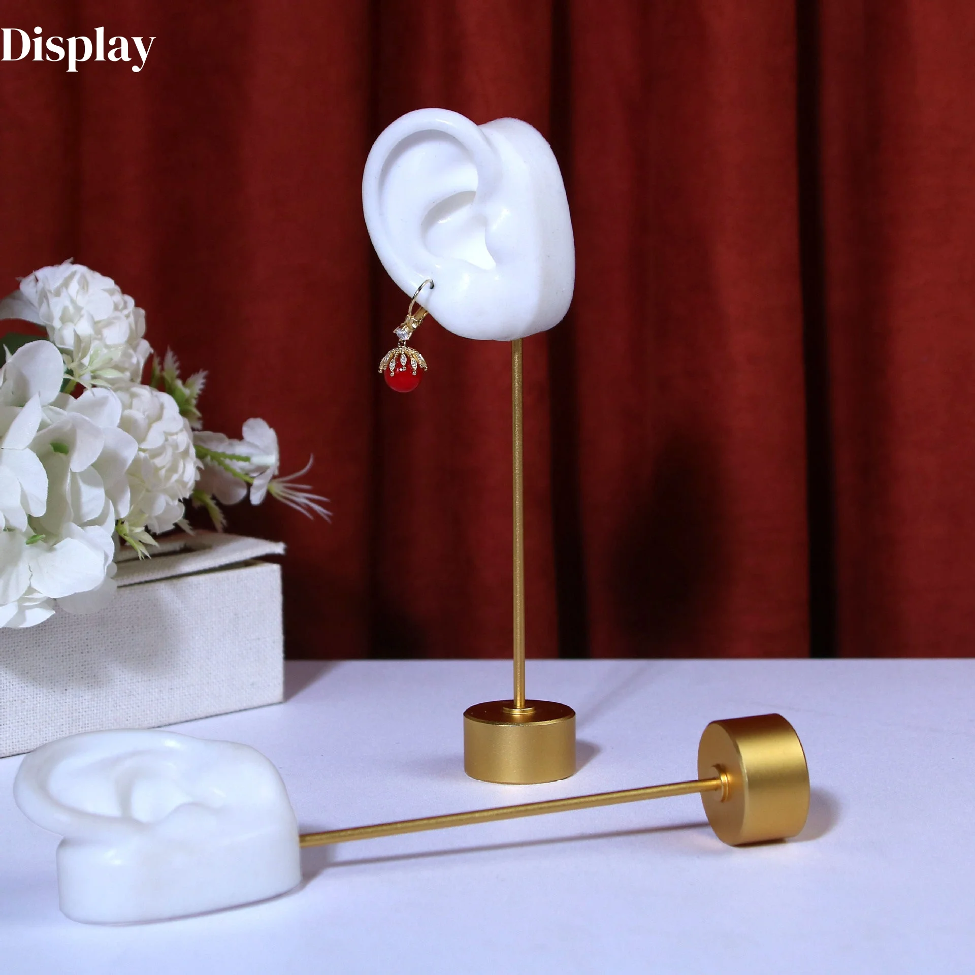 

1Set Soft Silicone Ear Model Tattoo Practice Body Jewelry Display Piercing Tools Earring Display Tool Copper Stand Display Kit