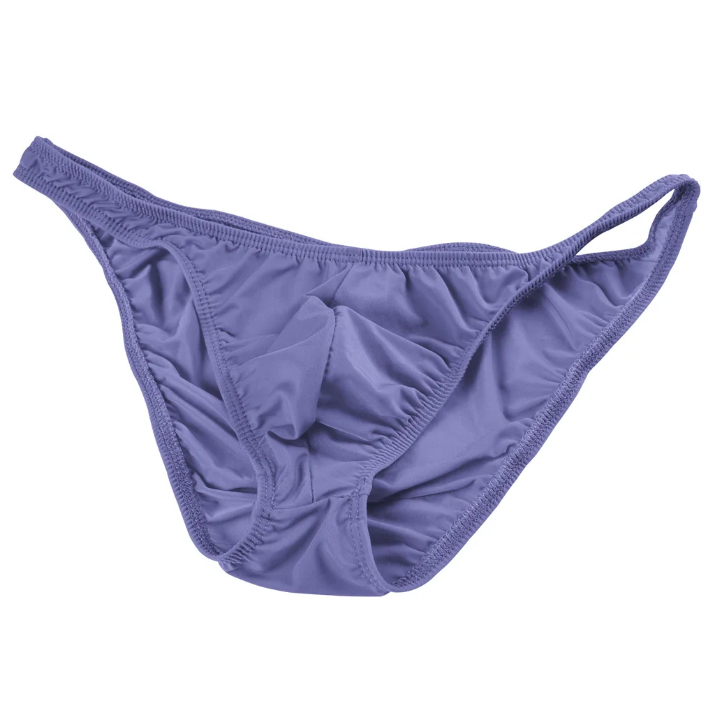 Sexy Men's Underwear Silky Thin Elastic Quick Dry Cool Feel Brief Gay Erotic Low-rise U Convex Pouch Lingerie Soft Comfy Mankini