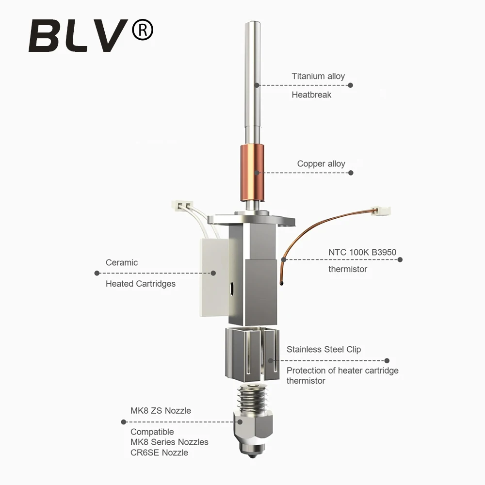 BLV® CHCB-OTC Hotend updated K1C HOTEND high flow High power high temperature for K1C 3D printer print CF ABS PLA PETG