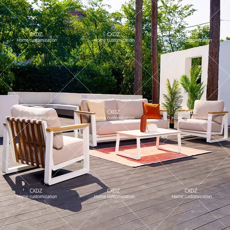 Outdoor Aluminum Alloy Sofa Waterproof Sunproof Balcony Leisure Garden Courtyard Patio Furniture Set