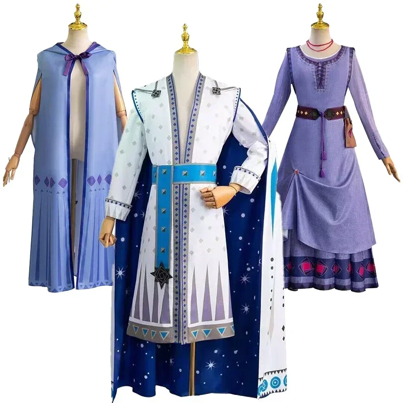 Movie Wish Asha Wish Magnifico Cosplay Costume Asha Disguise Princess Purple Dress Halloween Christmas for Women Men Kids