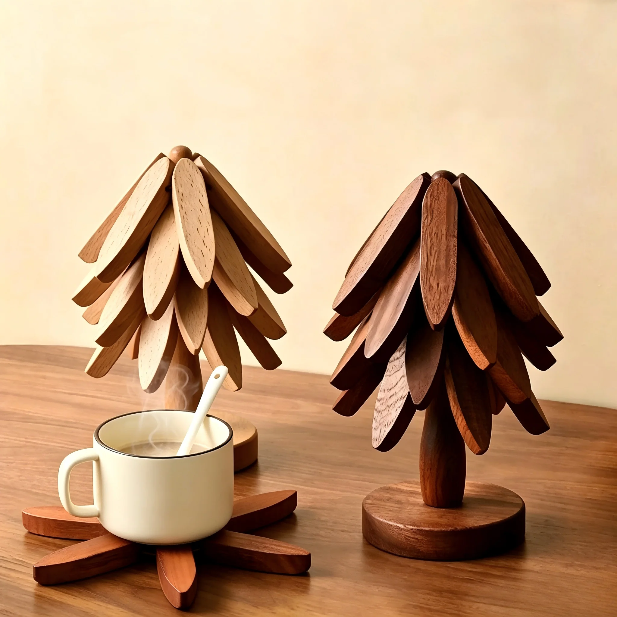 

Wooden Trivets for Hot Dishes Decorative Christmas Tree Shape, Kitchen Wood Tree Trivet for Hot Pots and Pans, Non Slip Wooden Table Protector for Dining Table Home Christmas Festival Decoration