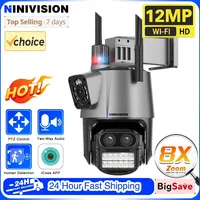 Wifi Wireless 6K 12MP Wi-Fi Security Camera ICSee Smart Three Lens 8X PTZ Zoom Video Security Protection Camera CCTV Auto Track