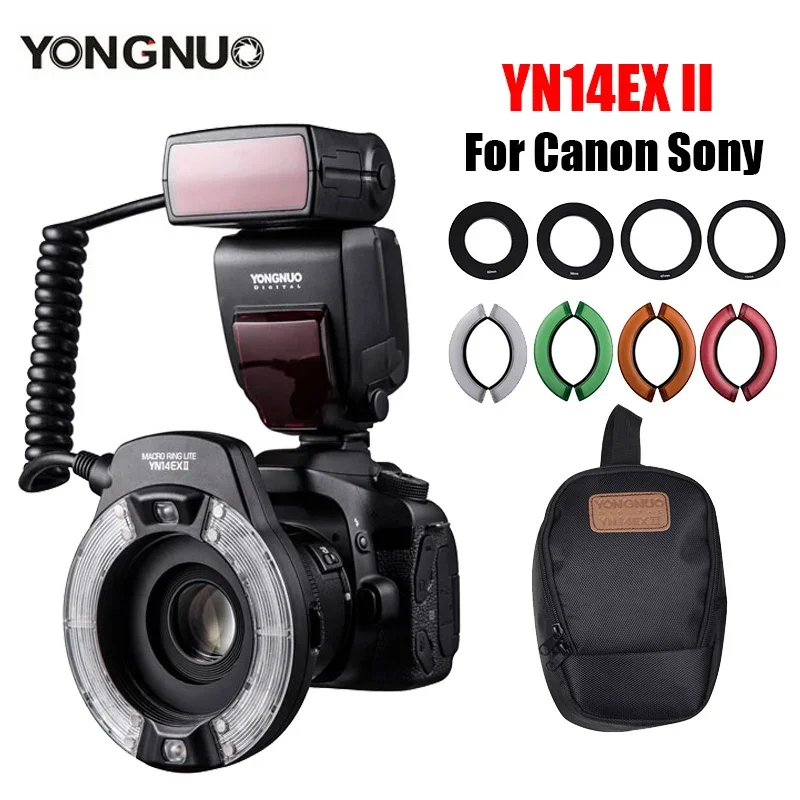 

YONGNUO YN14EX II TTL Macro Ring Lite Flash Speedlite светодиодный светильник для Canon EOS 1Dx 5D3 7D 70D 80D 60D 700D для камер Sony