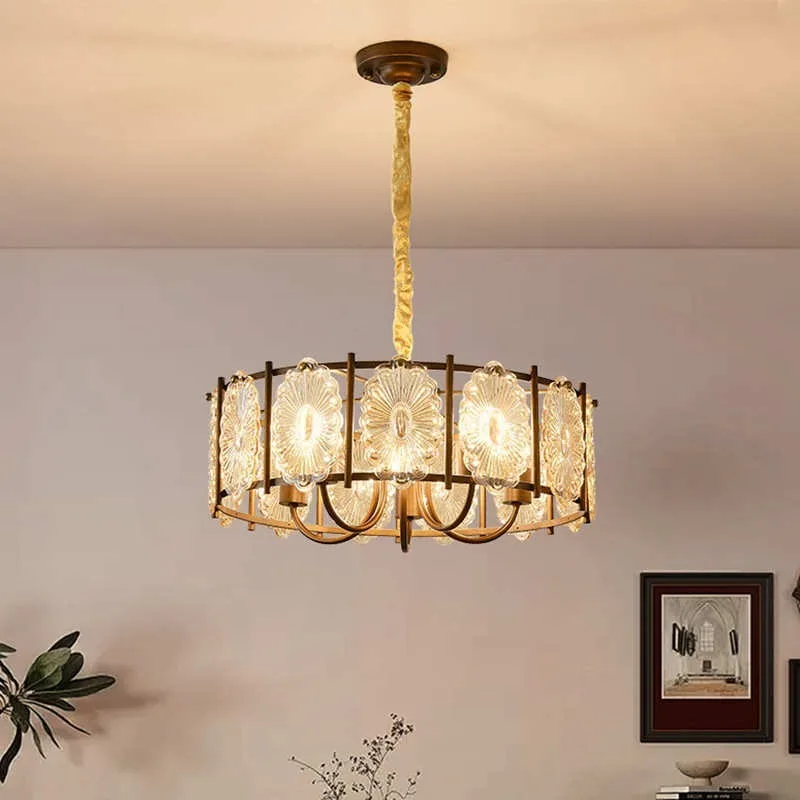 American and French retro style bedroom chandelier, glass pattern medieval iron restaurant chandelier, new Chinese room lamps