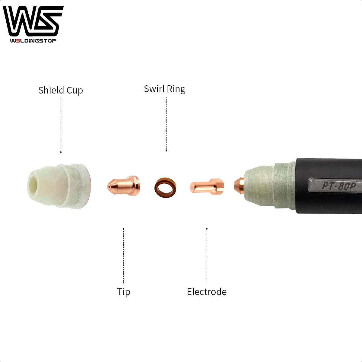 PTM-80 IPTM-80 Plasma Cutter Straight Torch Head Set with Cable 6m 20ft Length Male Central Adaptor Machine Cutting PKG-1