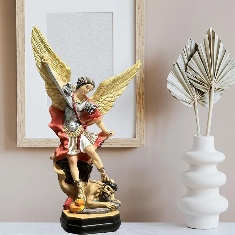 21.5cm/8.5Inch St Michael Statue Archangel Michael Statue San Miguel Angel Statue Michael Defeated Lucifer Tramples Demon Statue