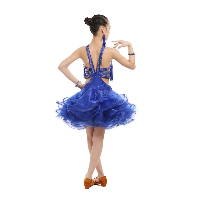 Girl Latin Dance Rumba Samba Clothing Girls Salsa Dresses Girls Stage Wear Costumes Kid's Ballroom Dressing Chinese Folk Dancing