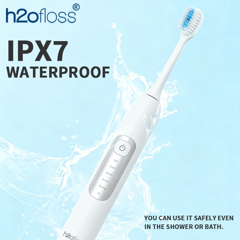 H2ofloss Electric Toothbrush 38,000 vibrations per minute, 5 cleaning modes, smart timer, IPX7 waterproof, long-lasting batter