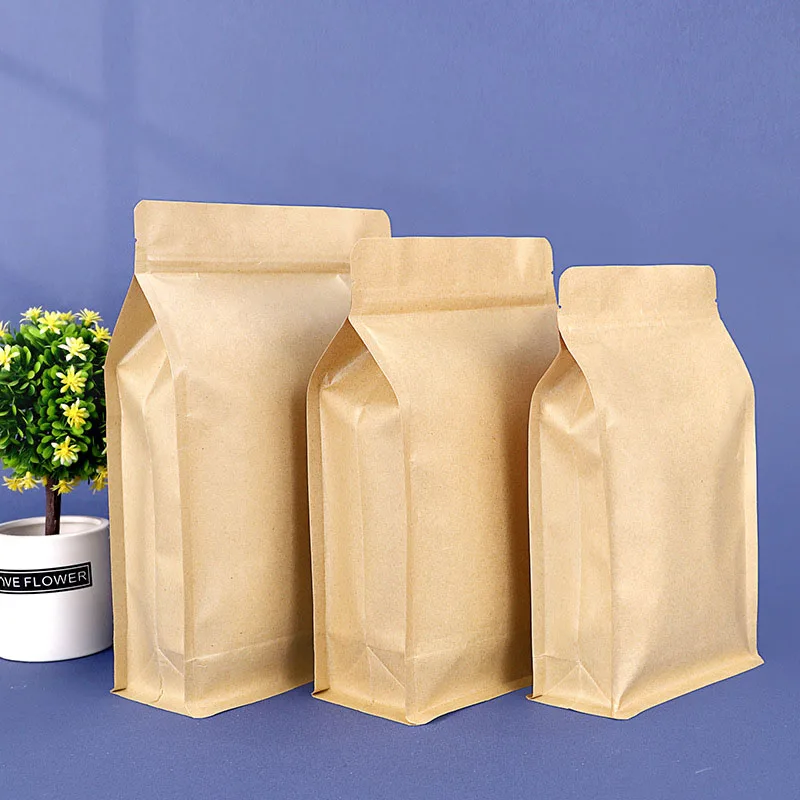 

Eight-sided Sealing Kraft Paper Bag Self-sealing Dried Fruit Packaging Sealed Large Cheese Bread Snack Bag Packaging Bag