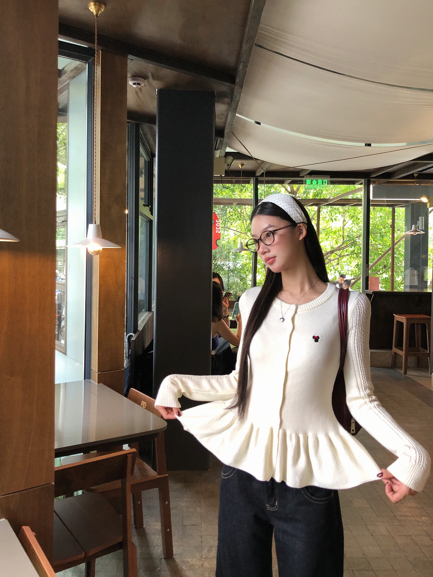 

Red Celebri Knitted Open Cardigan Women's Early Autumn Faionable Korean Sle Aosphere Top Design Sweater Coat