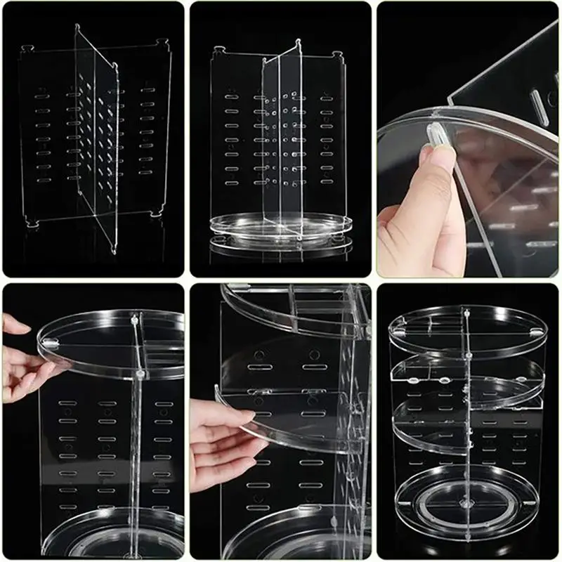 Desktop Makeup Organizer Clear 360° Rotatable Vanity Organizer Cosmetic Holder Skincare Lipstick Transparent Jewelry Container