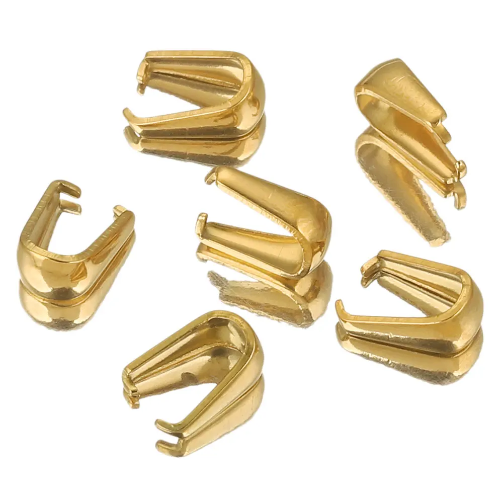 50pcs Stainless Steel Pendant Clasps Pinch Clip Bail Hooks Connector Gold Color Fermoir Connecteur Collier for Necklace DIY