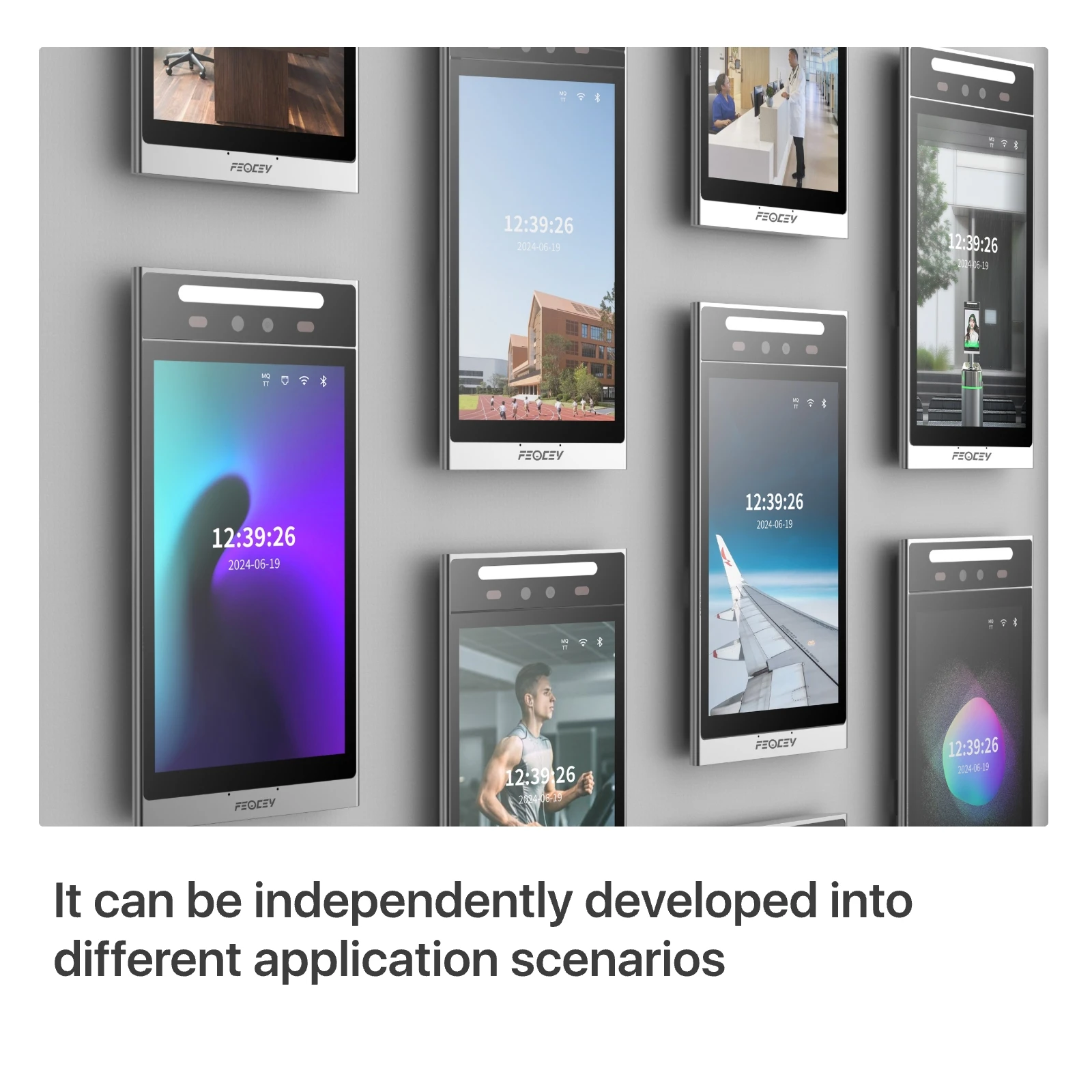 

unique Feocey FCV5005 RS485 IP66 Waterproof LINUX Access Control Face Terminal with Night Vision 8-Inch Touch Screen Face Recog