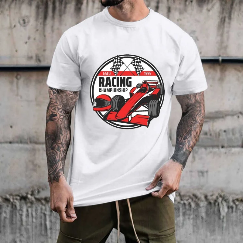 Racing Championship Theme Heat Transfer White Ink Iron - on, with F1 Car, Helmet, Checkered Flags, for T - shirts, Canvas Bags, view 2