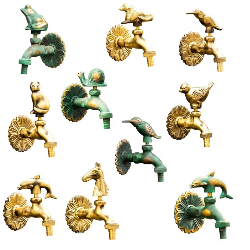 Outdoor villa courtyard garden animal antique faucet antifreeze outdoor all copper water tap washing machine faucet
