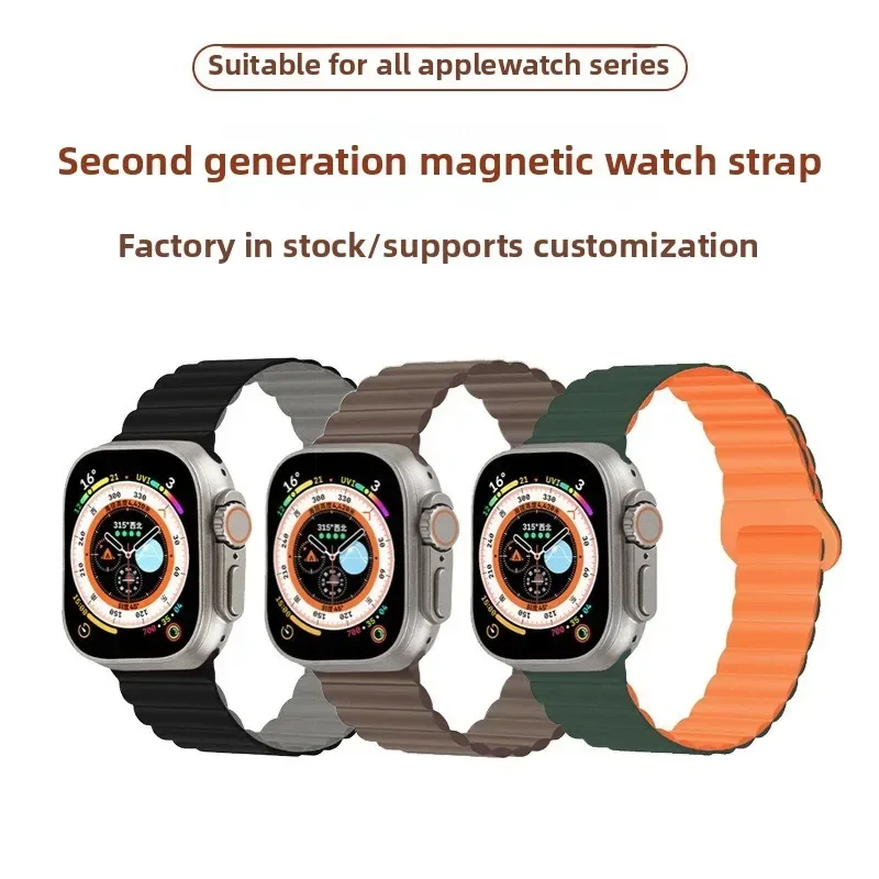 ซิลิโคนแม่เหล็กสําหรับ Apple Watch Ultra Band 49 มม.10 9 8 7 45 มม.41 มม.เข็มขัด iWatch 6 5 4 3 SE2 44 มม.40 มม.42 มม.Correa