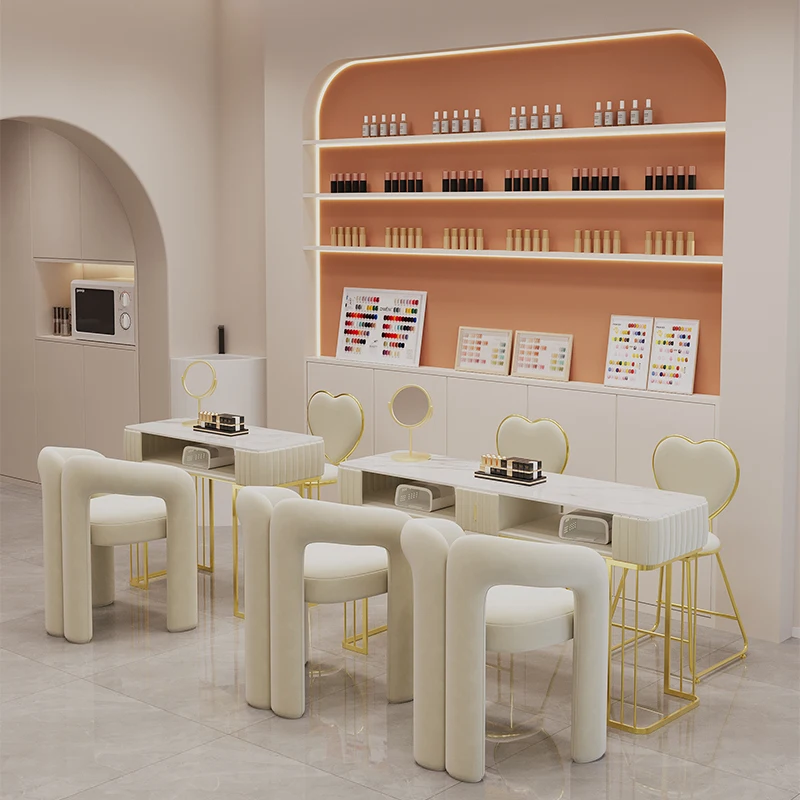 

Light Luxury Organizer Nail Table European Hand Designer Aesthetic Manicure Table High Quality Salon Tavolo Unghie Furniture