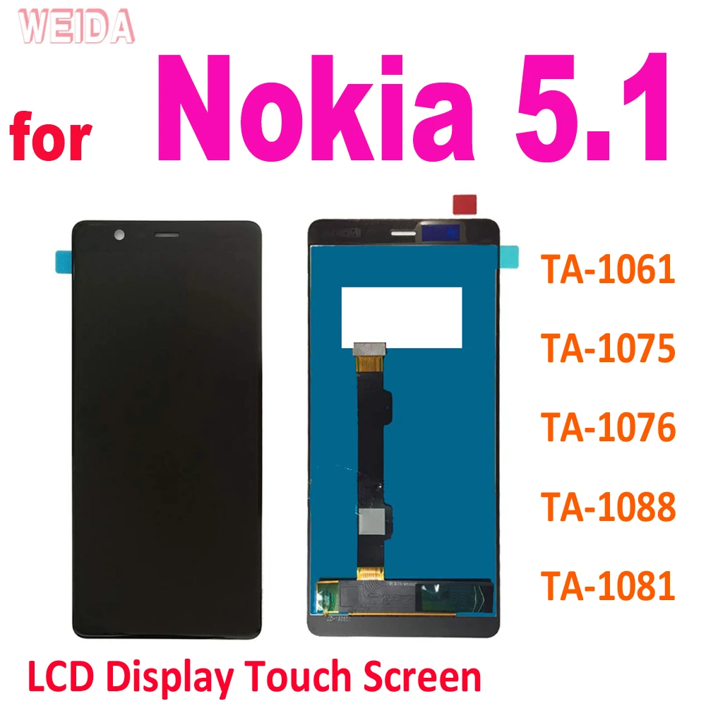 

5.5" AAA+ LCD for Nokia 5.1 LCD TA-1061 TA-1075 TA-1076 TA-1088 TA-1081 LCD Display Touch Screen Digitizer Assembly Replacement