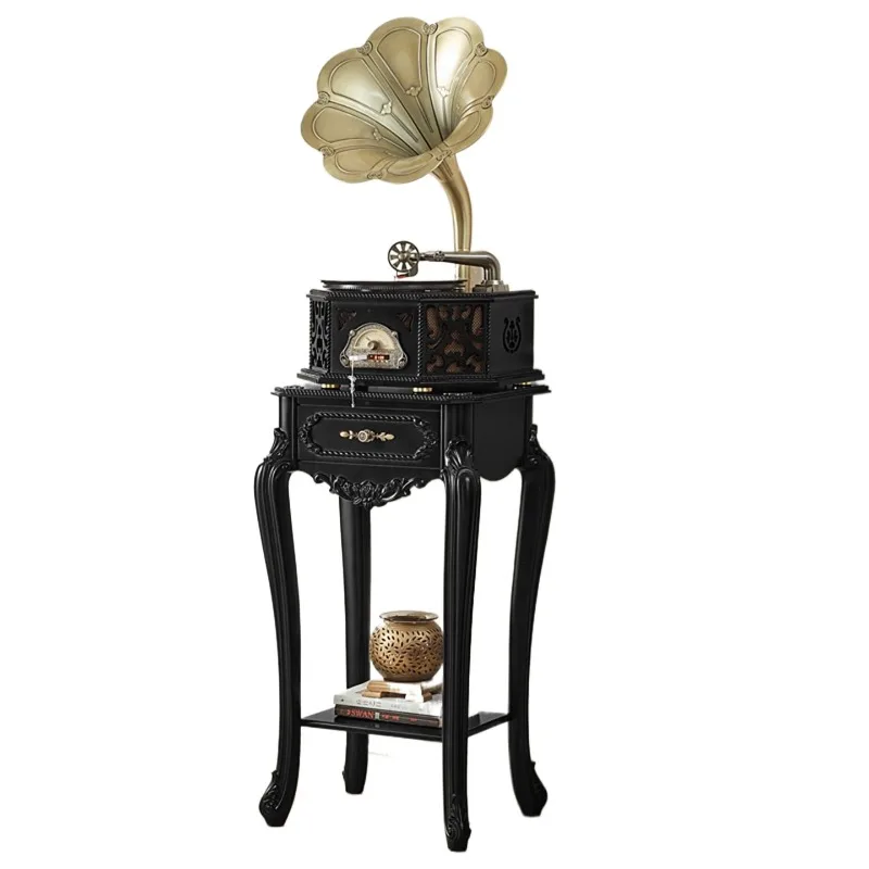 French antique retro phonograph, floor record player