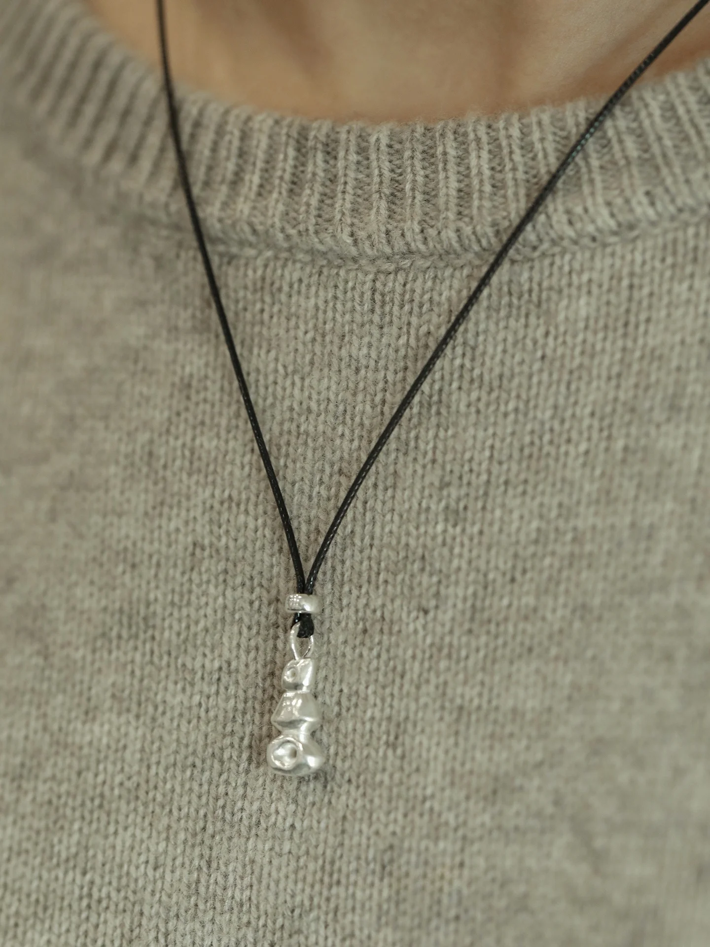 Handmade Silver Stone Pendant Necklace Women's Simple Elegant Original Design Jewelry Stackable Stones Minimalist Trendsetter