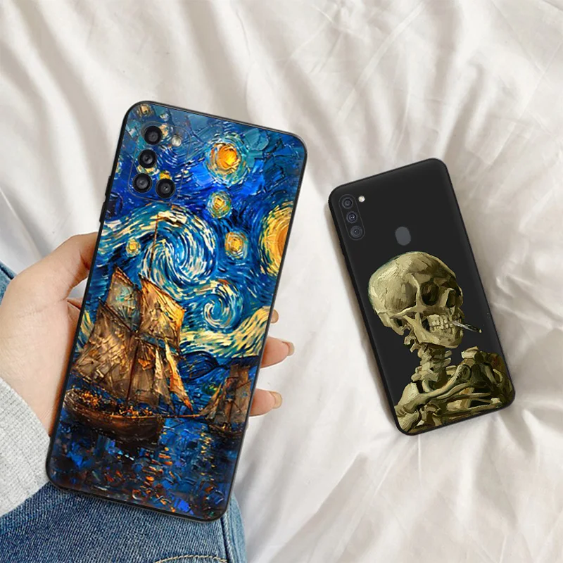 Soft Silicone Phone Case For A30 A15 A14 A13 A12 A11 A25 A24 A23 A22 A21S A20 A10 Van Gogh Starry Night Matte Protect Cover image 3