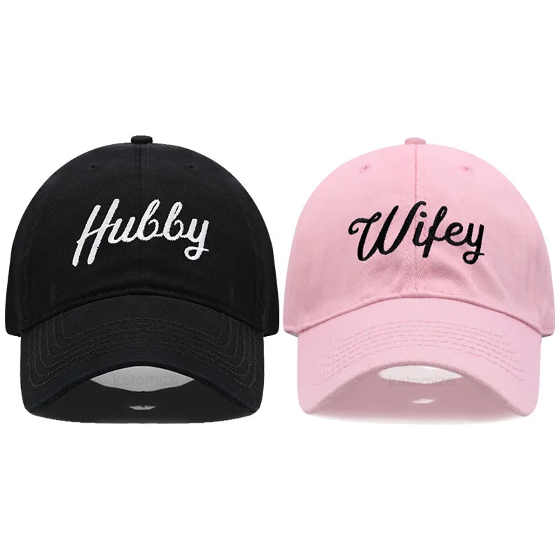 

Hubby and Wifey Hats for Men Women Adjustable Cotton Embroidered Couple Gifts Baseball Cap