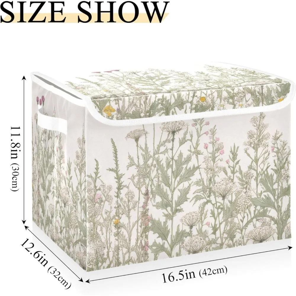 صناديق تخزين الأعشاب والزهور البرية متعددة الألوان على الطراز العتيق مع أغطية ومقابض، منظمات قابلة للطي
