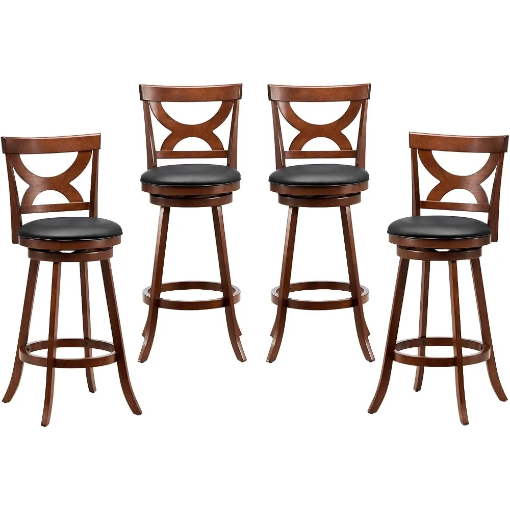 

Swivel Chairs with Soft Cushion & Elegant Hollow Backrest,Rubber Wood Footrests,Upholstered Swivel Bar Stools for Kitchen Island