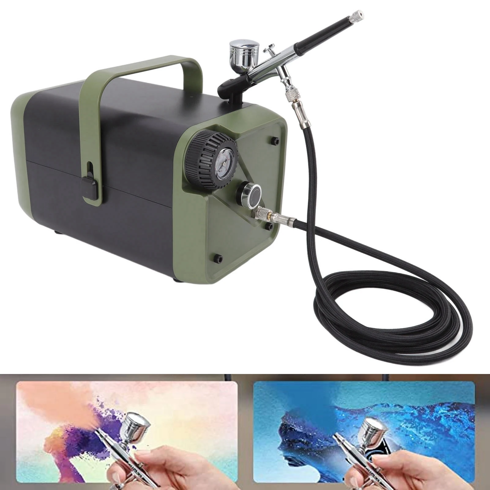 

Airbrush Compressor Kit Professional Airbrushing System Kit Powerful Adjustment Oil Air Compressor Airbrush Paint System