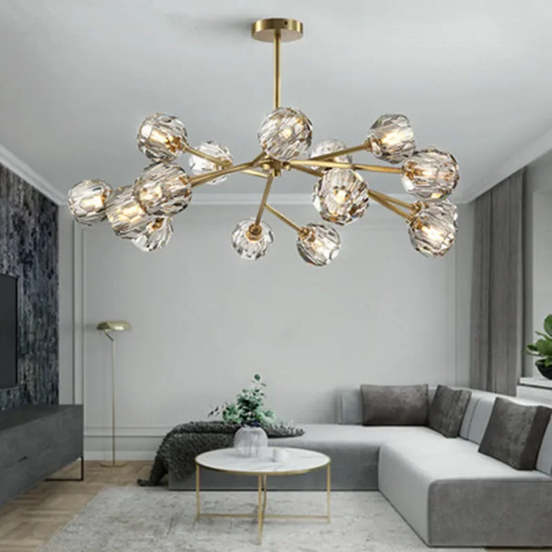 Crystal Chandelier Living Room Lighting Decoration Pendant Lamp Dining Room Lamp 9/12/15/18 Heads Gold/Black With LED Bulbs