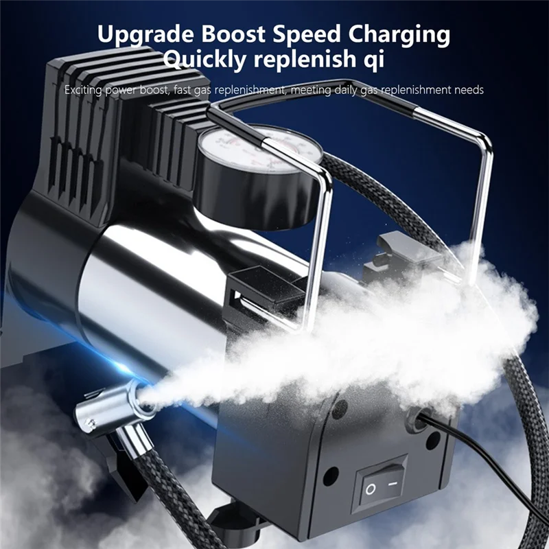 

A66P-Portable Electric Tire Inflator Pump: Multifunction Vehicle Air Pump With 12V Compressor For Small Vehicles